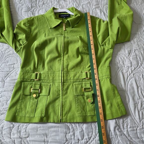 Jones New York Signature Stretch Lime Green Zip Up Jacket Womans Size Medium - Picture 5 of 7